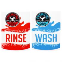 CHEMICALGUYS.EU BUCKET WASH RINSE STICKER SET BLUE RED